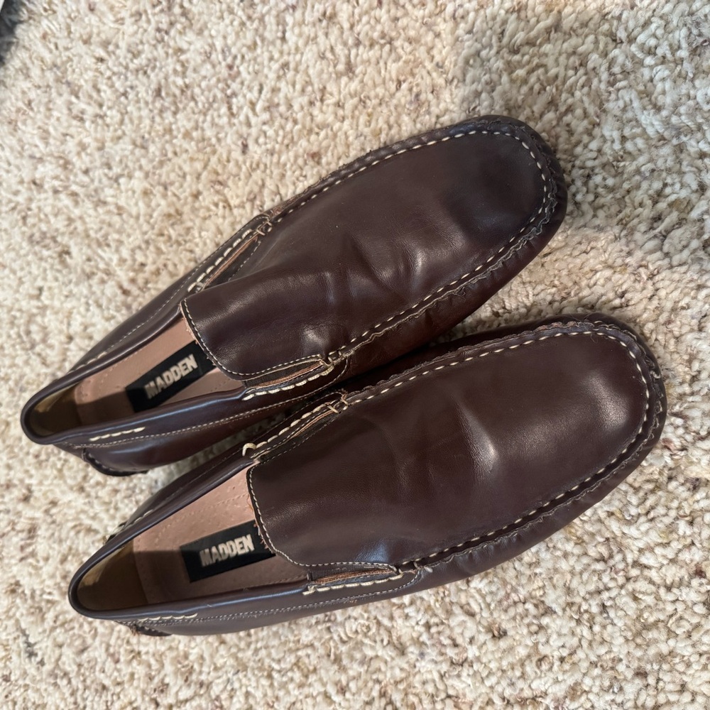 Steve Madden Dark Brown Leather Loafers - Picture 1 of 6